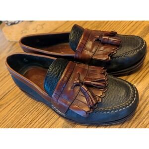 H.S. Trask Brown / Black Men's US 8M Brazil Leather‎ Kiltie Tassel Loafers Shoes